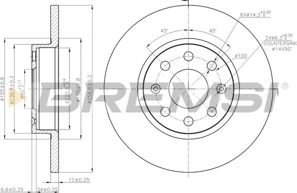 Bremsi CD7784S - Спирачен диск vvparts.bg