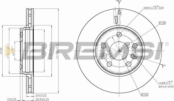 Bremsi CD7733V - Спирачен диск vvparts.bg