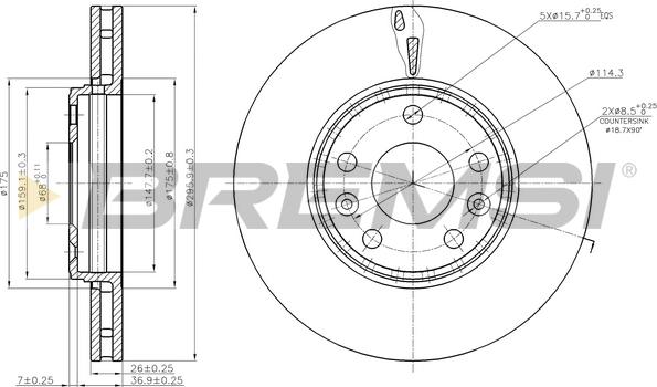 Bremsi CD7726V - Спирачен диск vvparts.bg