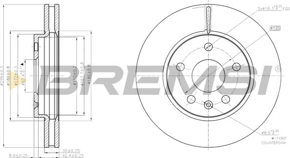 Bremsi CD7721V - Спирачен диск vvparts.bg