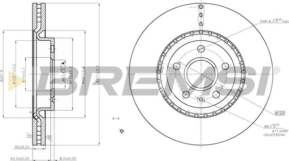 Bremsi CD7723V - Спирачен диск vvparts.bg