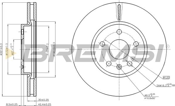 Bremsi CD7722V - Спирачен диск vvparts.bg