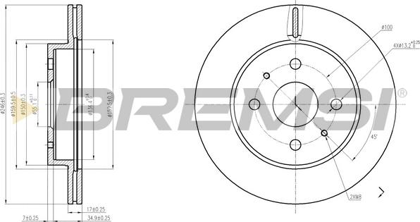 Bremsi CD7774V - Спирачен диск vvparts.bg