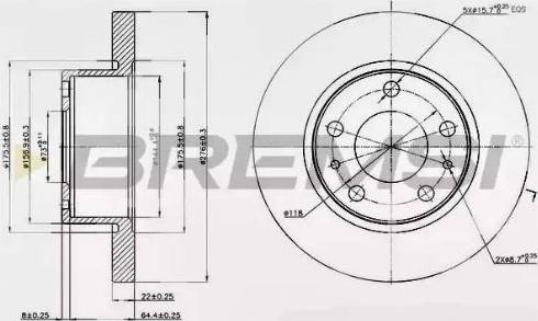 Bremsi DB0194S - Спирачен диск vvparts.bg