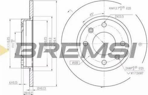 Bremsi DBA059S - Спирачен диск vvparts.bg