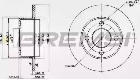 Bremsi DBA128S - Спирачен диск vvparts.bg