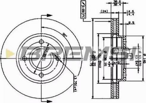 Bremsi DBA364V - Спирачен диск vvparts.bg