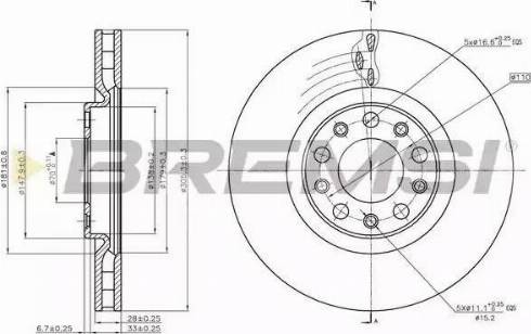 Bremsi DBB451V - Спирачен диск vvparts.bg