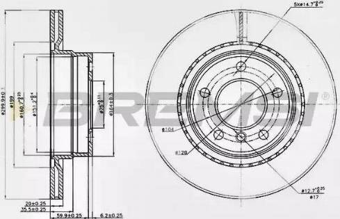 Bremsi DBB549V - Спирачен диск vvparts.bg