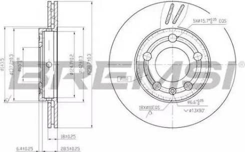 Bremsi DBB164V - Спирачен диск vvparts.bg