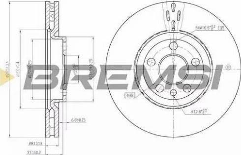 Bremsi DBB165V - Спирачен диск vvparts.bg