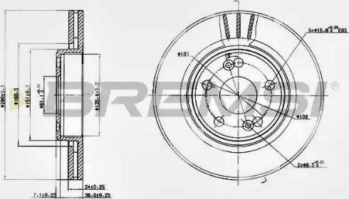 Bremsi DBB123V - Спирачен диск vvparts.bg