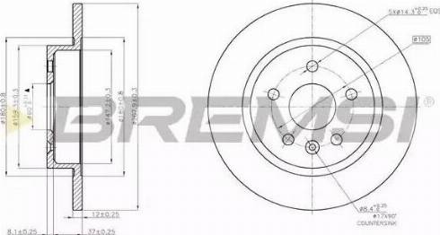 Bremsi DBB872S - Спирачен диск vvparts.bg