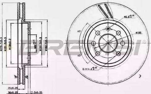 Bremsi DBB374V - Спирачен диск vvparts.bg