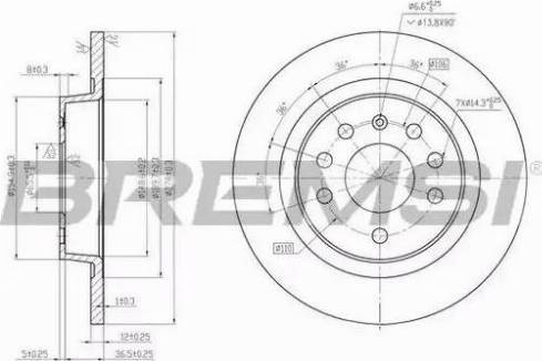 Bremsi DBB288S - Спирачен диск vvparts.bg