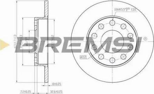 Bremsi DBB709S - Спирачен диск vvparts.bg