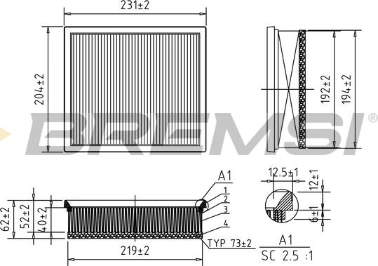 Bremsi FA0598 - Въздушен филтър vvparts.bg