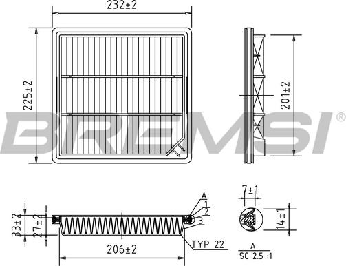 Bremsi FA0593 - Въздушен филтър vvparts.bg