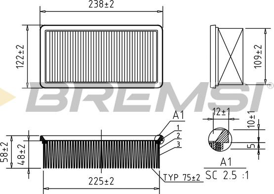 Bremsi FA0540 - Въздушен филтър vvparts.bg
