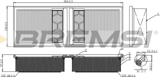 Bremsi FA0554 - Въздушен филтър vvparts.bg