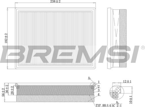 Bremsi FA0557 - Въздушен филтър vvparts.bg