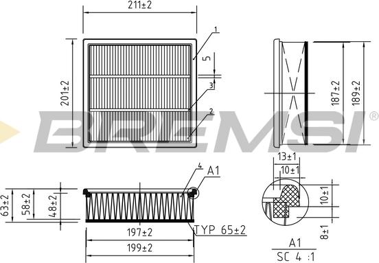 Bremsi FA0563 - Въздушен филтър vvparts.bg