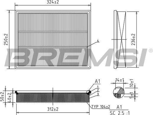 Bremsi FA0579 - Въздушен филтър vvparts.bg