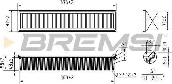 Bremsi FA0572 - Въздушен филтър vvparts.bg