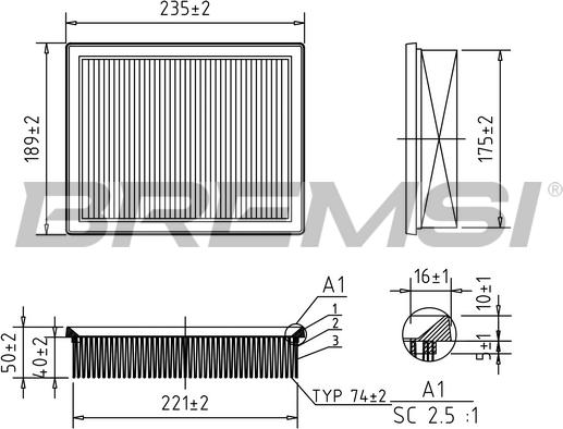 Bremsi FA0640 - Въздушен филтър vvparts.bg