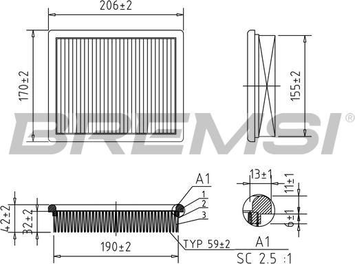 Bremsi FA0614 - Въздушен филтър vvparts.bg