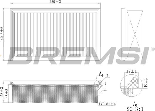 Bremsi FA0131 - Въздушен филтър vvparts.bg