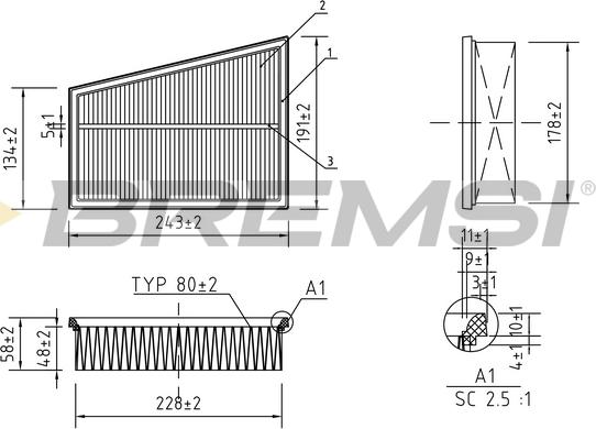 Bremsi FA0122 - Въздушен филтър vvparts.bg