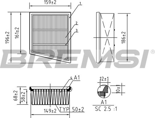 Bremsi FA0205 - Въздушен филтър vvparts.bg