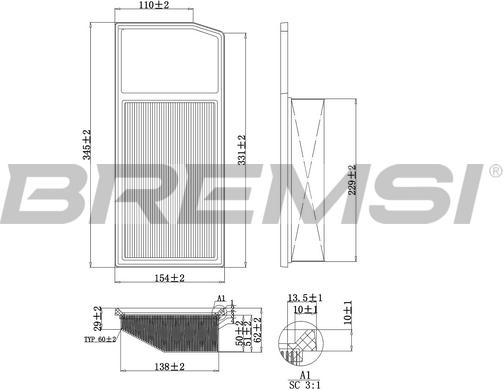 Bremsi FA0206 - Въздушен филтър vvparts.bg