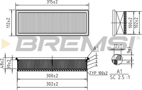 Bremsi FA0210 - Въздушен филтър vvparts.bg