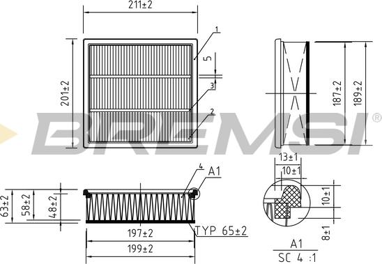 Bremsi FA0221 - Въздушен филтър vvparts.bg