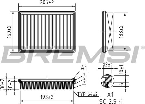 Bremsi FA1407 - Въздушен филтър vvparts.bg