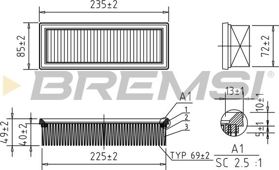 Bremsi FA1640 - Въздушен филтър vvparts.bg