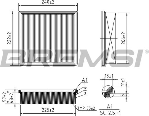 Bremsi FA1647 - Въздушен филтър vvparts.bg