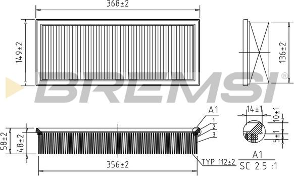 Bremsi FA1600 - Въздушен филтър vvparts.bg