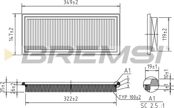 Bremsi FA1632 - Въздушен филтър vvparts.bg