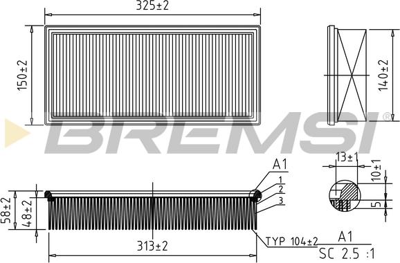 Bremsi FA1624 - Въздушен филтър vvparts.bg