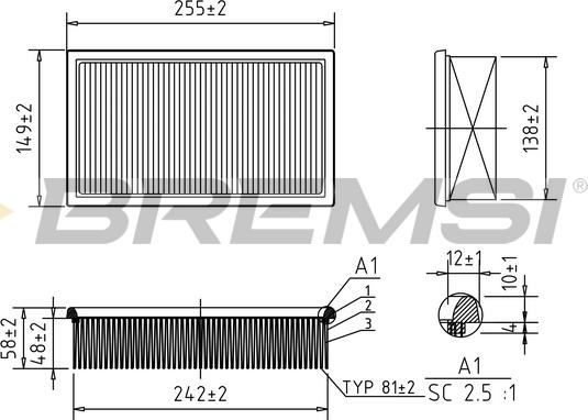 Bremsi FA1626 - Въздушен филтър vvparts.bg