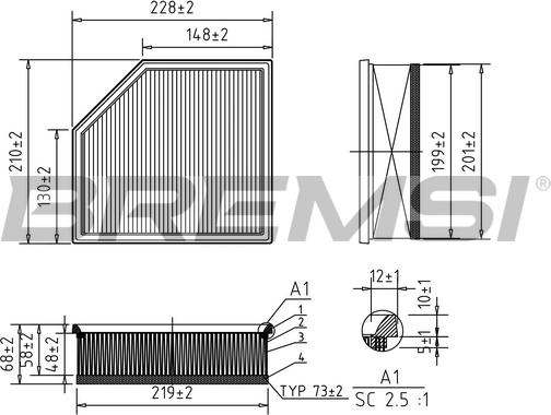 Bremsi FA1035 - Въздушен филтър vvparts.bg