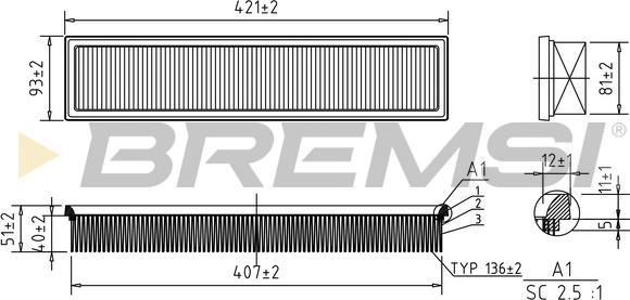 Bremsi FA1020 - Въздушен филтър vvparts.bg