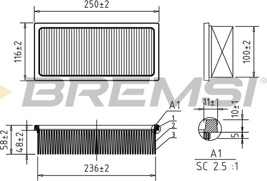 Bremsi FA1187 - Въздушен филтър vvparts.bg