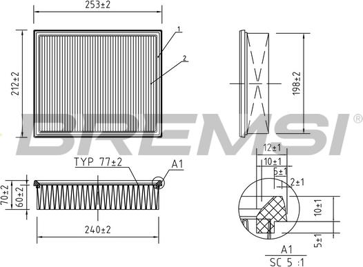 Bremsi FA1381 - Въздушен филтър vvparts.bg