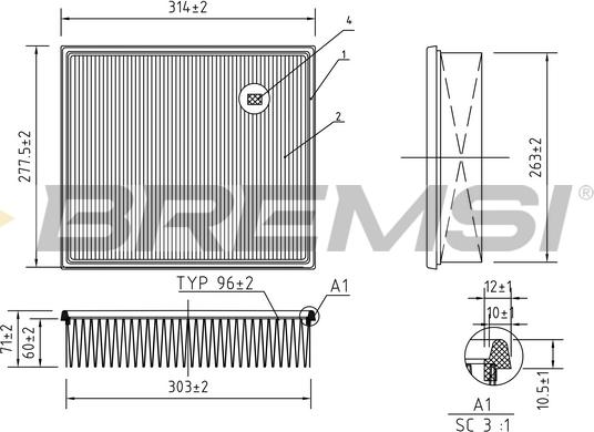 Bremsi FA1252 - Въздушен филтър vvparts.bg