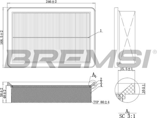 Bremsi FA1227 - Въздушен филтър vvparts.bg