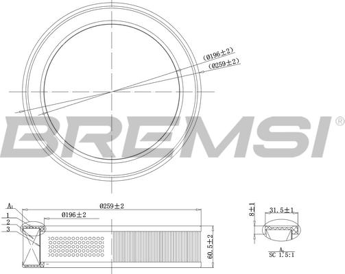 Bremsi FA2068 - Въздушен филтър vvparts.bg